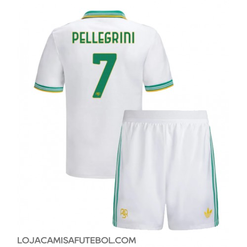 Camisa de Futebol AS Roma Lorenzo Pellegrini #7 Equipamento Alternativo Infantil 2025-26 Manga Curta (+ Calças curtas)